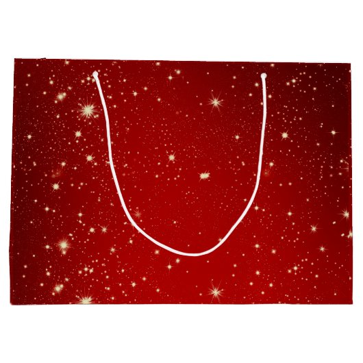 Matching Set Kerstred Gold Tree Stars Naam Groot Cadeauzakje (Achterkant)