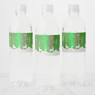 Matching Set White Reindeer geeft naam groen uit Waterfles Etiket