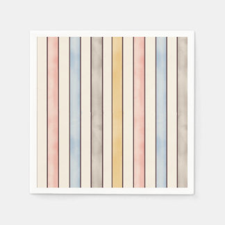 Matching, Subdued Pink, Yellow and Blue Stripes Servet