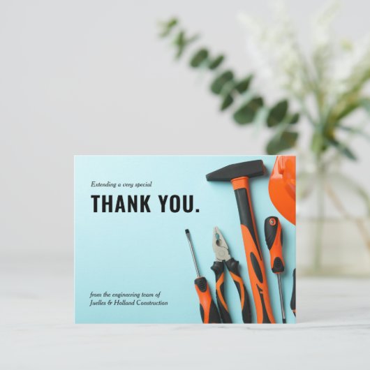 Matching Toolset Constructie | Minimaal dank je we Briefkaart (Staand voorkant)