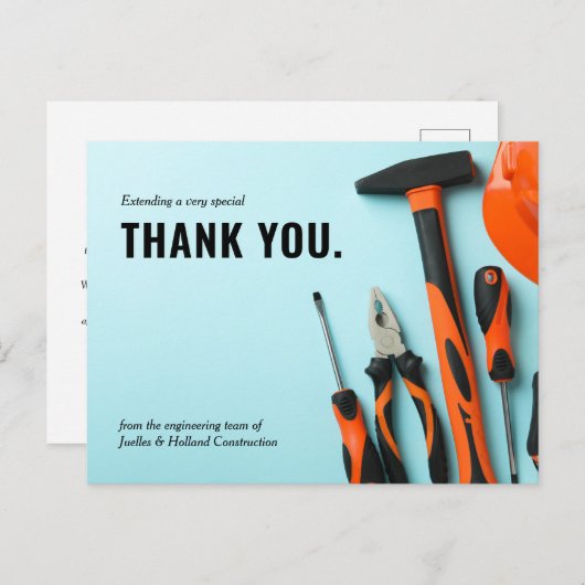 Matching Toolset Constructie | Minimaal Dank U  Briefkaart (Voorkant / Achterkant)