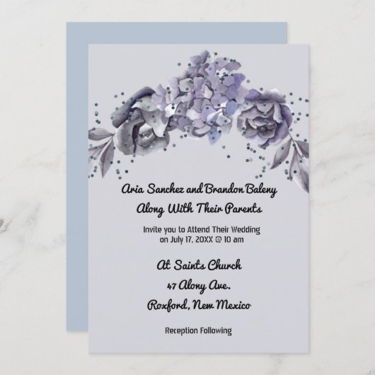 Matching Wedding Invitation Slate BlueInvitation Kaart (Voorkant / Achterkant)