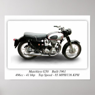 Matchless G50 Built 1960-motorfiets - A3 Poster
