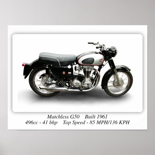Matchless G50 Built 1960-motorfiets - A3 Poster (Voorkant)