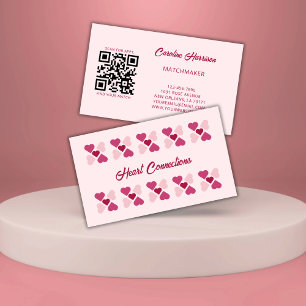 Matchmaker Dating Service Red Pink Hearts QR-code Visitekaartje