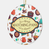Matchpannen obsessie met kerstversiering keramisch ornament (Links)