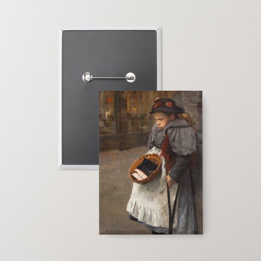 Matchstick Meisje Arme Straat Urchin Stadsarmoede Button (Voorkant / Achterkant)