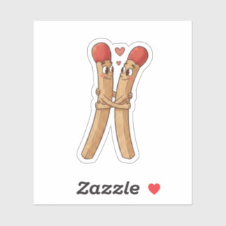 Matchstick Valentine's Day Sticker