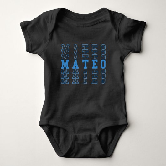 Mateo Gepersonaliseerde Blauwe Baby Boy Naam Romper (Voorkant)