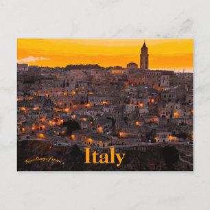Matera Italië op zonsondergang Briefkaart