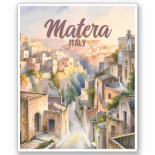 Matera Italië Sassi Waterverf Gepersonaliseerd Vin Sticker