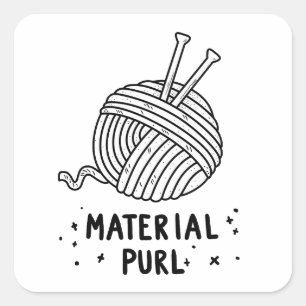 Materiaal Purl Breipen Vierkante Sticker