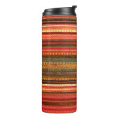 Material Textile Stripes Red Orange and Green Thermosbeker (Gedraaid links)