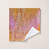 Matériau oriental floral or et orange (Gant de toilette)