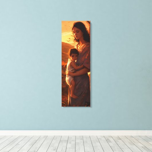 Maternal Bonds: Digitale Kunst Uitgerekte Canvasdr Canvas Afdruk (Insitu (Houten vloer))