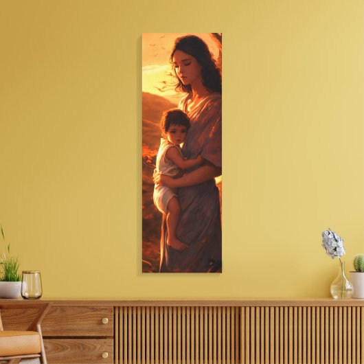 Maternal Bonds: Digitale Kunst Uitgerekte Canvasdr Canvas Afdruk (Insitu (Woonkamer))