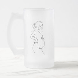 Maternale Elegantie: Zwangere Vrouwen Line Art Matglas Bierpul