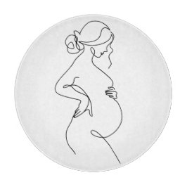 Maternale Elegantie: Zwangere Vrouwen Line Art Snijplank