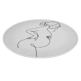 Maternale Elegantie: Zwangere Vrouwen Line Art Snijplank