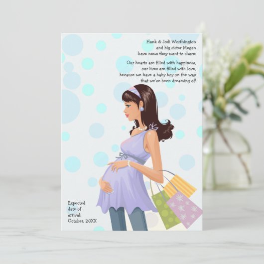 Maternité Mère Grossesse (Garçon) Faire-part (Debout devant)