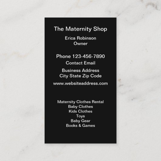 Maternité Shop Moderne Carte de visite Design (Dos)