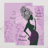 Maternité Silhouette Baby shower rose Invitation (Devant / Derrière)