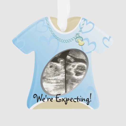 Maternity Shirt Blue Baby aangekondigd Ornament (voorkant)