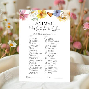 Mates animales pour la vie Carte de jeu Fête des