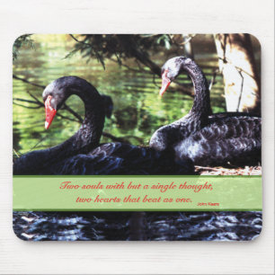 Mates for Life Black Swans with Love Quote Muismat