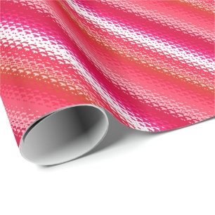 Matglas strepen - rood, roze en wit cadeaupapier