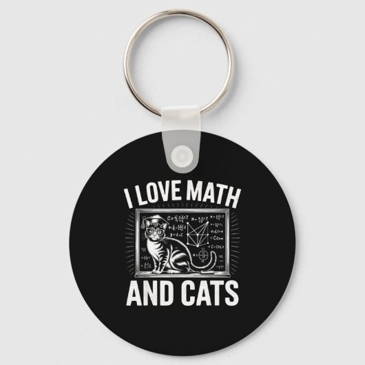 Math Cat Lover Funny Math Teacher I Love Math And  Sleutelhanger (Voorkant)