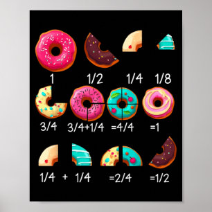 Math Donut Fractie Terug naar School Leraar Cadeau Poster