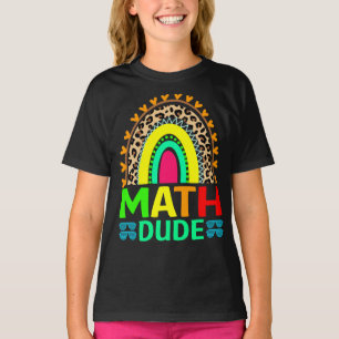 Math Dude Rainbow Leopard Retour À L'École T-shirt