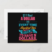 Math Enseignant Algebra Pun N Dollars Cartes posta (Devant / Derrière)