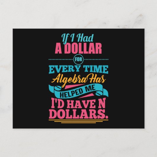 Math Enseignant Algebra Pun N Dollars Cartes posta (Devant)