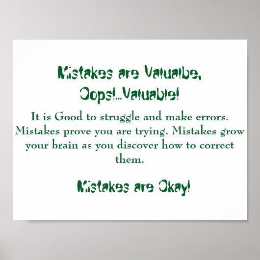 Math Mindsets Poster Erreurs sont bonnes (Devant)