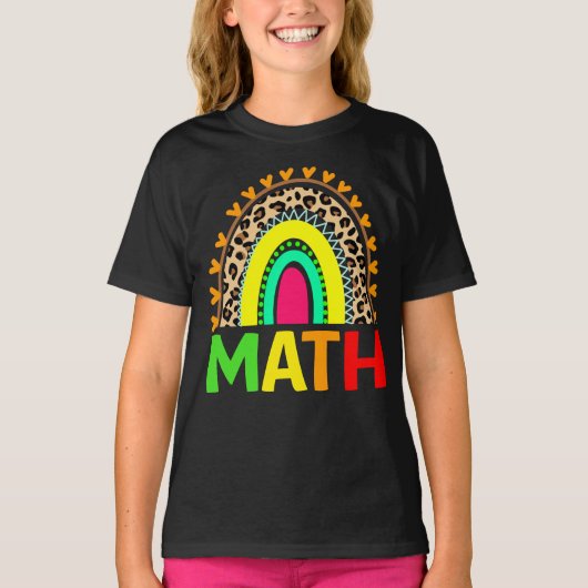 Math Rainbow Leopard Retour À L'École T-shirt (Devant)