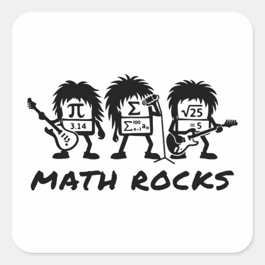 Math Rocks Academic Rock Band Humor Vierkante Sticker (Voorkant)