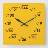 Math Square Root Wall Clock Vierkante Klok (Voorkant)