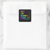 Math Teacher Always Right Mathematics Maths Vierkante Sticker (Tas)