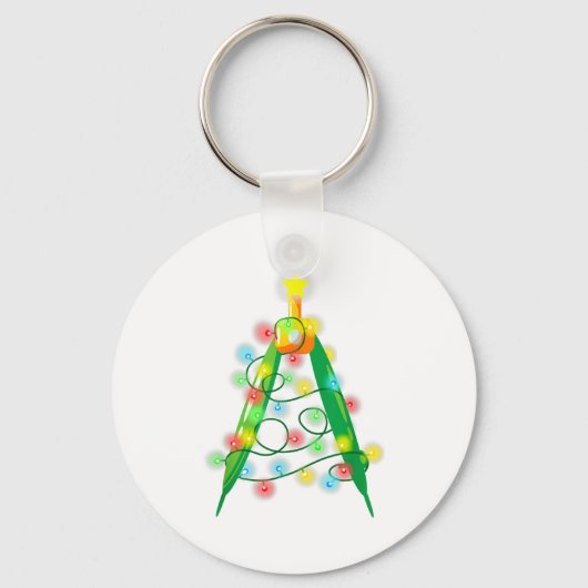 Math Teacher Comp Christmas Tree Lights School Geo Sleutelhanger (Voorkant)