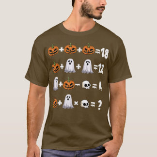 Math Teacher Halloween Jack O Lantern Ghost Math L T-shirt
