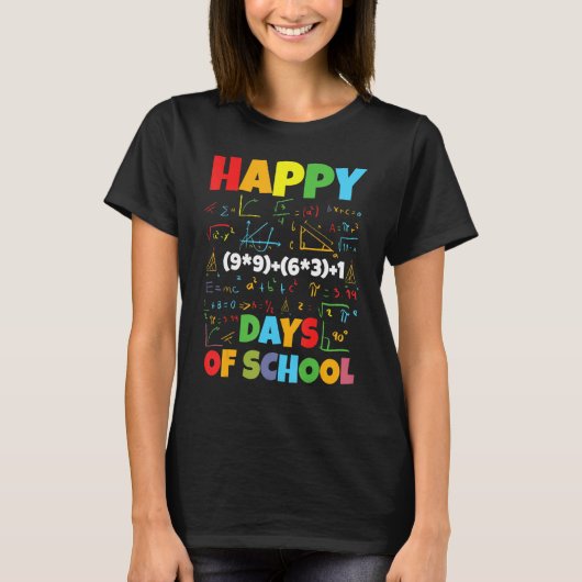 Math Teacher Happy 100th Day of School Equation Te T-shirt (Voorkant)