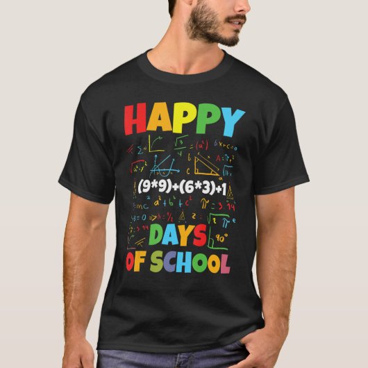 Math Teacher Happy 100th Day of School Equation Te T-shirt (Voorkant)