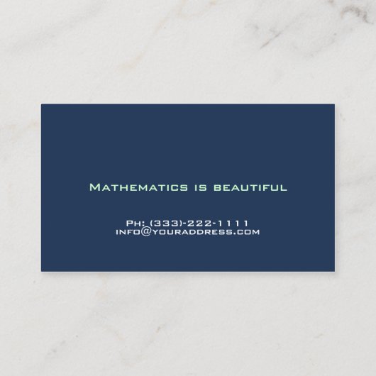 Math Tutor Numéro blanc Conception Carte de visite (Dos)