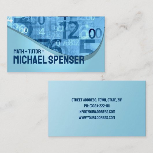 Math Tutor Numéro Bleu Carte de visite (Devant / Derrière)