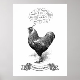 Mathemachicken Funny Wiskunde Chicken Pun Joke Poster