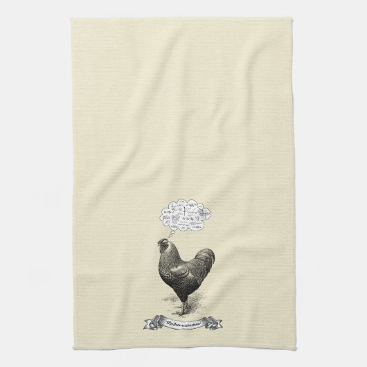 Mathemachicken Funny Wiskunde Chicken Pun Joke Theedoek (Verticaal)