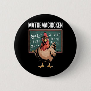 Mathemachicken Grappige Wiskundeleraar Kip Grappen Ronde Button 5,7 Cm