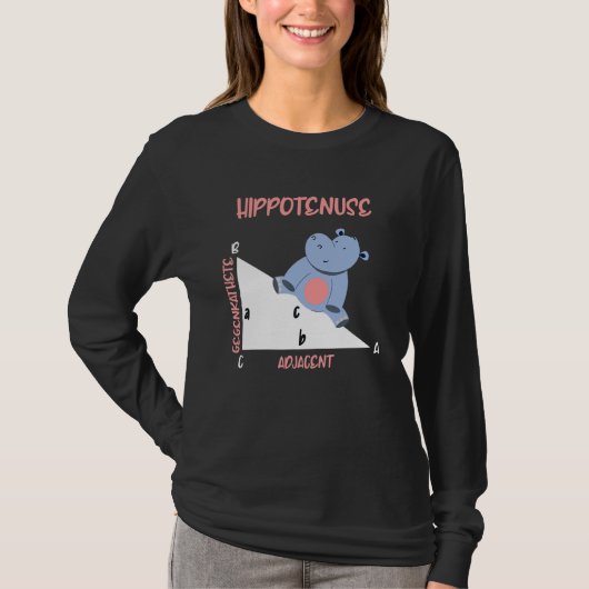 Mathematician Hippotenuse Hippo Triangle T-shirt (Voorkant)